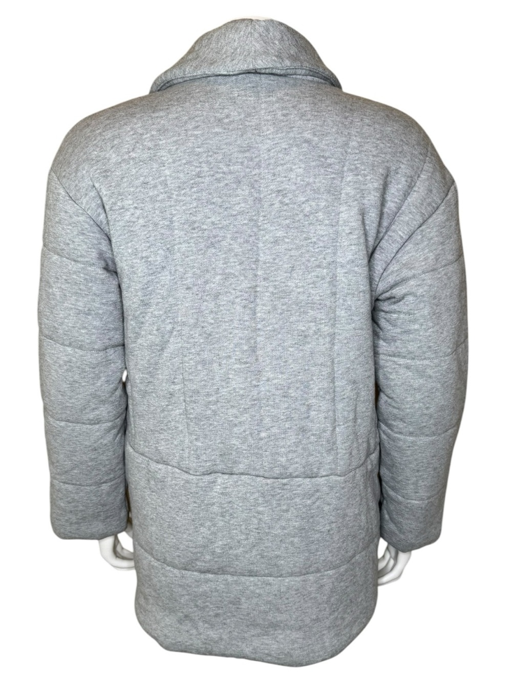 Madewell Sweatshirt Puffer Coat XS Button-Front Shawl Collar Gray NB332 - Picture 2 of 11